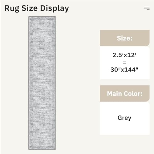 Soalmost Hallway Runner Rug 2'6" x 12' Washable Long Kitchen Rugs Grey - Image 5