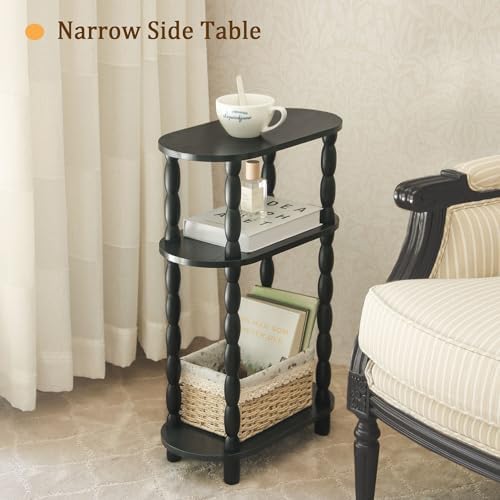 MaxSmeo Small Black Side Table, 3-Tier Narrow End Table with Storage - Image 6
