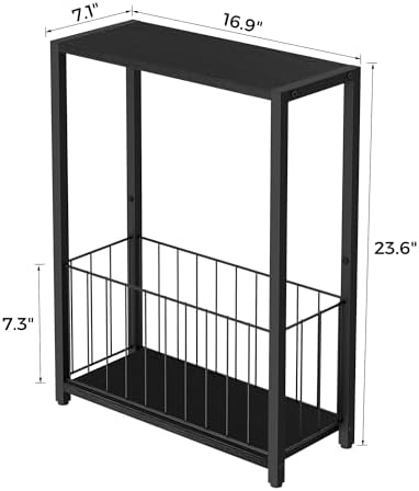 Homleke Narrow Side Table with Magazine Holder, Skinny End Table - Image 6