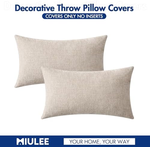 MIULEE Soft Chenille Lumbar Throw Pillow Covers Light Brown 12x20 Inch - Image 6