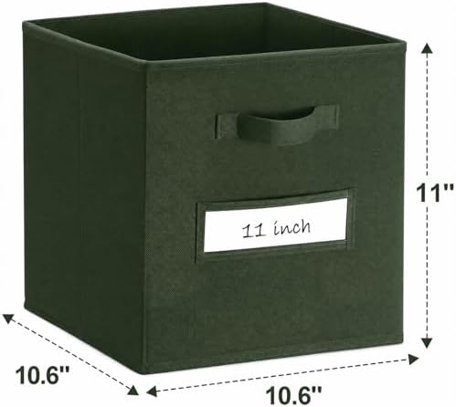 Storage Bins,11" Cube Storage Bin with Labels,10pcs,Dark Green - Image 3