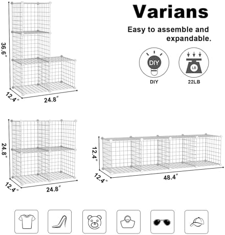 C&AHOME Wire Cube Storage,4-Cube Storage Organizer Metal, Wire Grids, White - Image 3