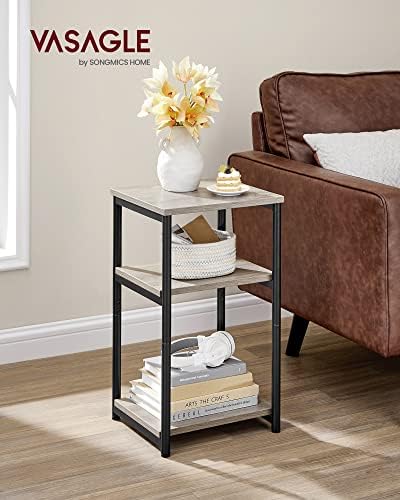 VASAGLE Side Table, Small End Table, Tall Nightstand, Steel Frame - Image 3