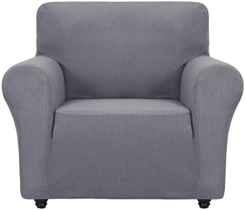 ZNSAYOTX Super Stretch Chair Slipcover Universal Sofa Chair Covers for Living Room Dogs Pet Furniture Protector Spandex Armchair Slipcovers with Anti Slip Foam Sticks (Light Grey, Chair) by ZNSAYOTX