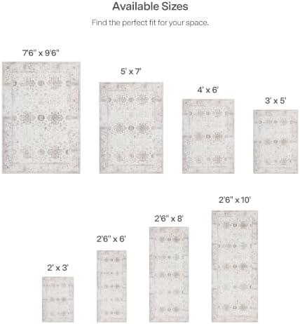 ReaLife Rugs Machine Washable Area Rug - Living Room Bedroom Bathroom Kitchen Entryway Office - Padded Low Pile Stain Resistant Premium - Boho Farmhouse Vintage - BEV - Beige 4' x 6' - Image 2