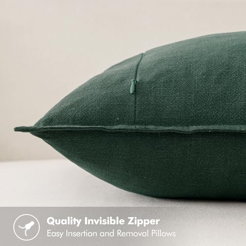 MIULEE Decorative Linen Pillow Covers 20x20 Inch Dark Green - Image 3