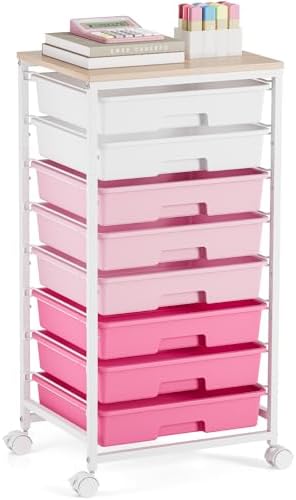 TOOLF Rolling Storage Cart with 8 Drawers,Rose Pink by TOOLF