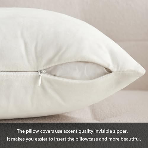 MIULEE 12x20 Inch Lumbar Velvet Throw Pillow Covers Pure White - Image 3