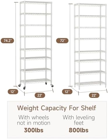 Golpart Shelves Storage Shelf Wire Closet Bathroom Organizers Metal Pantry - Image 3