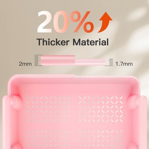 Pipishell 3 Tier Rolling Cart Organizer, Plastic Rolling Cart with Lockable Wheels & Reinforced Handle, Lightweight Utility Storage Cart for Nursery, Kitchen, Craft Room, Pink - Image 2