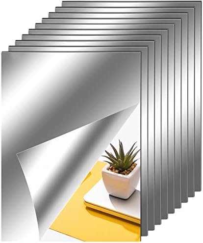 Zonon Flexible Mirror Sheets Self Adhesive Non Glass Mirror Tiles Stickers for Home Wall Decor(10 Pieces,9 x 13 Inches) by Zonon
