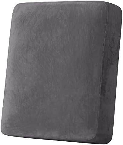 H.VERSAILTEX Velvet Stretch Couch Cushion Cover Plush Cushion Slipcover for Chair Cushion Furniture Protector Seat Cushion Sofa Cover (1 Piece Armchair Cushion Covers, Grey) by HVERSAILTEX
