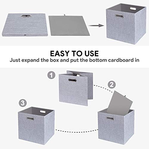 Posprica 11 Inch Cube Storage Bins for Organization, Fabric Storage Cubes Closet Storage Bins for Cube Organizer, Thick and Heavy Duty Storage Baskets for Shelves, 4pcs, Sliver Grey - Image 4