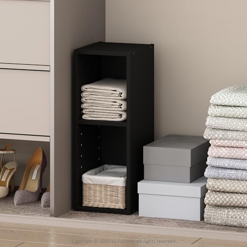 Furinno Reed 2-Tier Closet Organizers and Storage, Closet Organizer, Open Shelf Closet Storage, for Wardrobe, Bedroom, Living Room, 8-Inch Width, Blackwood by Furinno-FitsYourSpaceFitsYourBudget