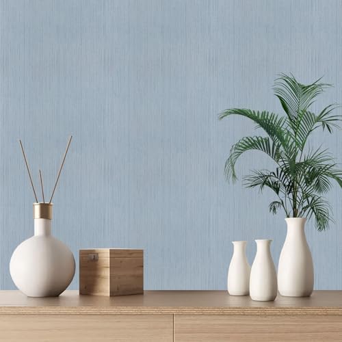 Blue Grasscloth Peel and Stick Wallpaper Texture Contact Paper A Set of 15.7" X 1200" Self-Adhesive Linen Removable Wallpaper Cabinets Counter Top Liners - Image 2