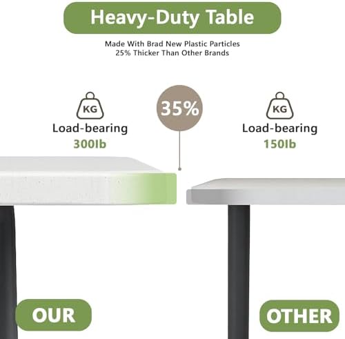 8FT Folding Table, Heavy Duty Plastic Fold-in-Half Utility Table with Handle, Portable Camping Picnic Table with Steel Legs for Indoor Outdoor Party, Dining, White - Image 7