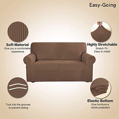 Easy-Going Stretch Loveseat Couch Covers Washable Brown - Image 3