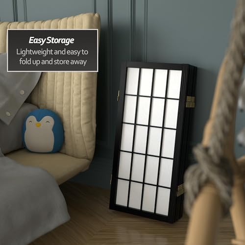 2 ft. Short Desktop Window Pane Shoji Screen - Black - 6 Panels - Image 5
