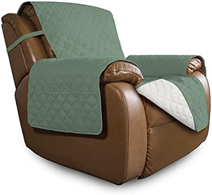 Easy-Going Reversible Couch Cover, Oversized Recliner, Cyan/Ivory by Easy-Going