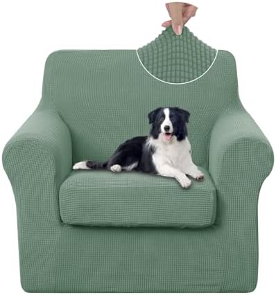 U-NICE HOME 2 Pieces Chair Covers Stretch Chair Slipcover, Olive Green by U-NICEHOME