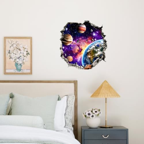 Space Wall Decals Peel and Stick, Galaxy Planet Solar System Wall Stickers, Removable Vinyl Outer Space Wall Decor, Kids Bedroom Nursery Classroom Wall Art, Astronaut Room Theme Home Decorations - Image 5
