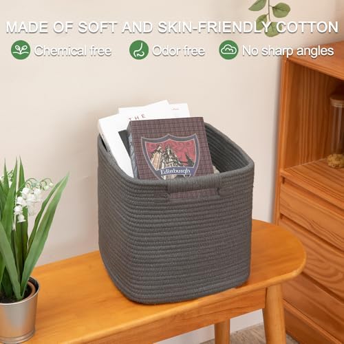 OIAHOMY Storage Cubes 11 Inch Storage Bins 3-Pack Square Baskets Dark Grey - Image 5