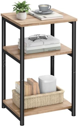 VASAGLE Side Table, Small End Table, Tall Nightstand, Steel Frame by Unknown