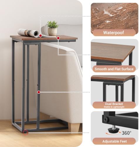C-Shaped End Table - Slim Slide-Under Couch TV Tray Side Table - Image 4