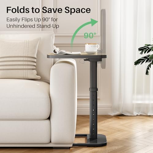 Kitstorack Upgraded TV Tray Table with Panel Lock, Adjustable Height & 90° Flip-Over Design, Sofa Arm End Side Table for Eating, Dinner, Snack, Laptop, Couch, Bed, Chair or Small Spaces, Gray - Image 5
