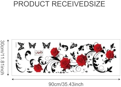 Red Rose Gothic Wall Decals Peel and Stick, Floral Rose Wall Stickers, Removable Vinyl Dark Botanical Wall Decor, Romantic Gothic Wall Art for Bedroom Living Room Office Halloween Home Decorations - Image 2