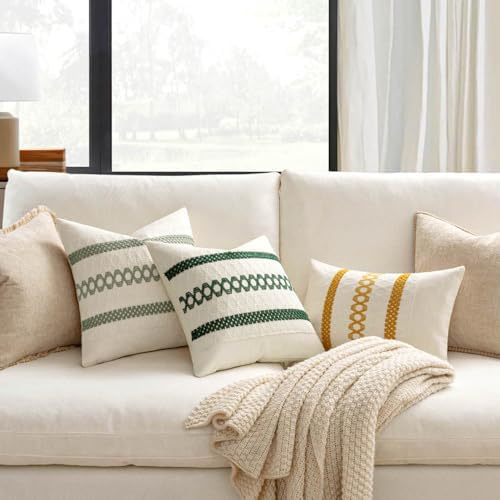 MIULEE Set of 2 Mustard Yellow Decorative Lumbar Pillow Covers 12x20 Inch - Image 2
