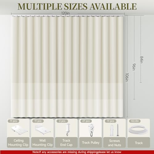 Room Divider Curtains Set, Extra Wide Blackout Curtains with Ceiling Track - Image 5