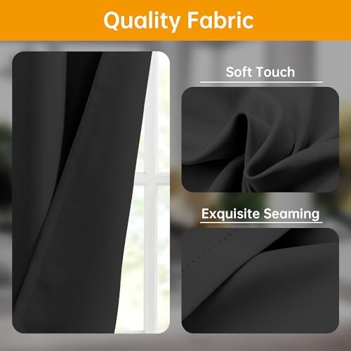Room Divider Curtains Flexible Ceiling Tracks Set Curtain Track Ceiling Mount Blackout Curtain for Living Room Bedroom Ceiling Curtain Rod Privacy Dividers Panels W180 x H108 Black Drape & Black Rail - Image 3