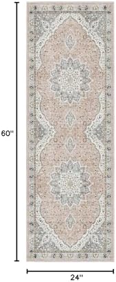 Madane Hallway Runner Rug 2x5 Washable Entry Rugs Non-Slip, Pink/Gray - Image 2