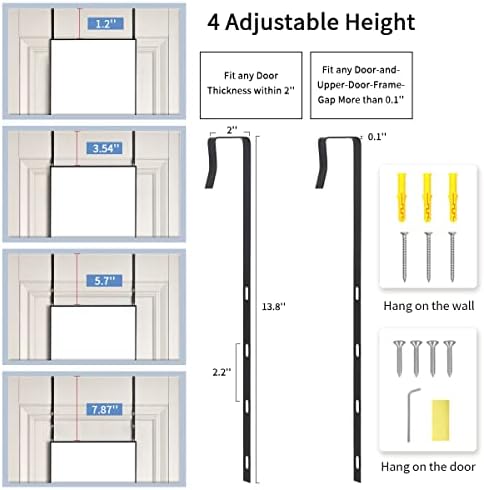 BEAUTYPEAK 16" x 50" Adjustable Height Over The Door Mirror, Black - Image 4