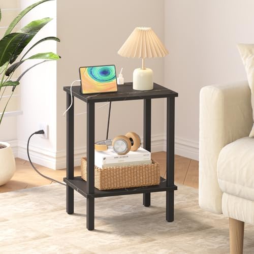 TUTOTAK End Table with Charging Station, Side Table Set of 2, Nightstand - Image 4