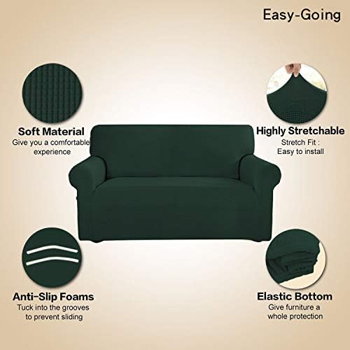Easy-Going Stretch 4 Seater Oversized Sofa Couch Cover Dark Green - Image 4