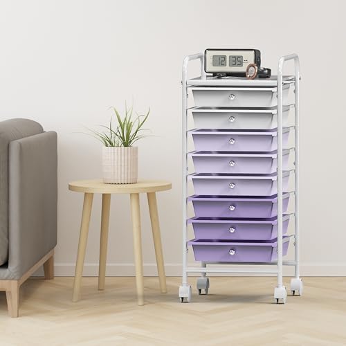 Simple Houseware 8 Drawers Rolling Utility Cart Art Craft Storage, Purple - Image 7