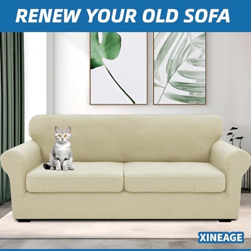 XINEAGE 3-Piece Stretch Sofa Cover, Washable Couch Covers for Dog - Image 4