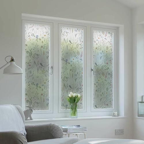 Dimoon 17.3" x 197" Window Privacy Film Stained Glass Floral Film for Home Rainbow Effect See Out Decorative Frosted Window Film Static Cling Stickers Kitchen Bathroom - Image 4