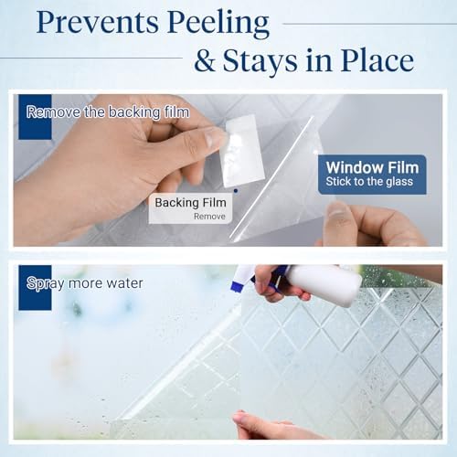 Haton Window Privacy Film, Decorative Frosted Film, Lattice 29.5" x 118.1" - Image 6