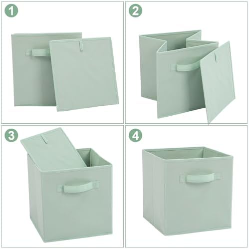 Stero Fabric Storage Bins 6 Pack Fun Colored Durable Storage Cubes with Handles Foldable Cube Baskets for Home, Kids Room, Closet and Toys Organization Cyan, Green, Yellow - Image 3
