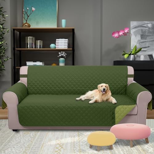 U-NICE HOME 4 Seater Sofa Cover 91''Large Couch Cover, Huntergreen/Sage - Image 2