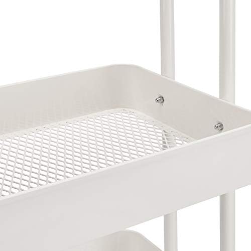 Amazon Basics 3-Tier Rolling Utility Cart, Storage Organizer, Lockable Wheels, Multifunctional Storage, Portable Mobile Shelving Unit, White - Image 3