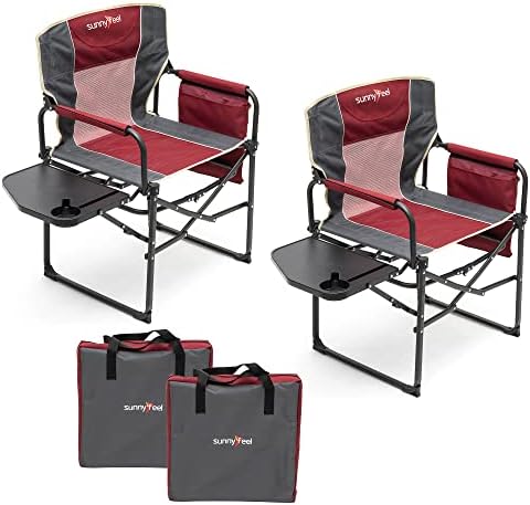 SUNNYFEEL Oversized Camping Chair Portable Directors Chairs with Side Table by SunnyFeelCamping