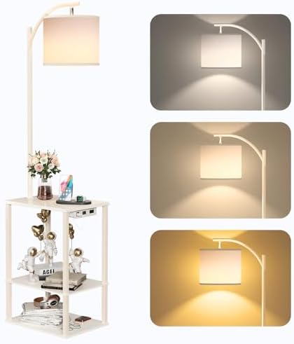 SUNMORY Floor Lamp with Table Shelves, End Side Table for Living Room by SUNMORY