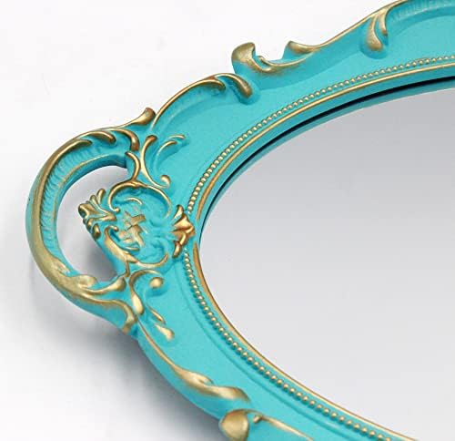 Eaoundm 14.5 x 10 inchs Oval Wall Mirror Vintage Hanging Mirror (Blue) - Image 4