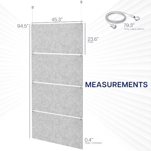 VIVO Acoustic Modular Hanging Panels, Rectangular Sound Absorber, Modern Noise Reduction that Installs to Ceiling or Wall, Light Gray, PP-C45G - Image 2