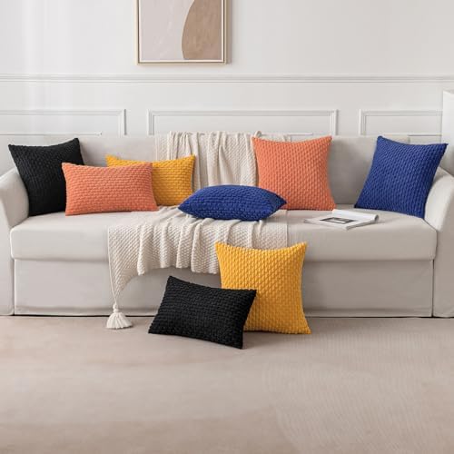 MIULEE Decorative Throw Pillow Covers 20x20 Coral Red Textured Corduroy - Image 5