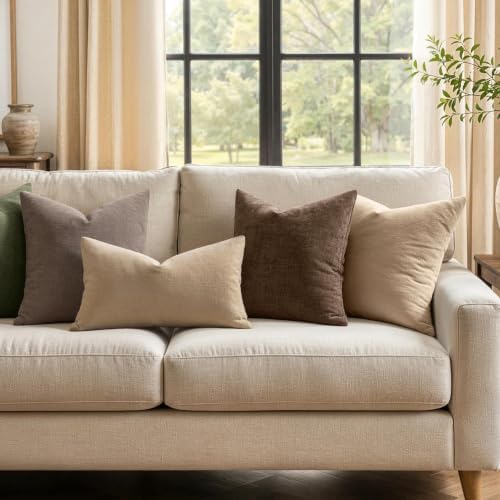 MIULEE Beaver Fur Chenille Couch Throw Pillow Covers, 20x20 - Image 4